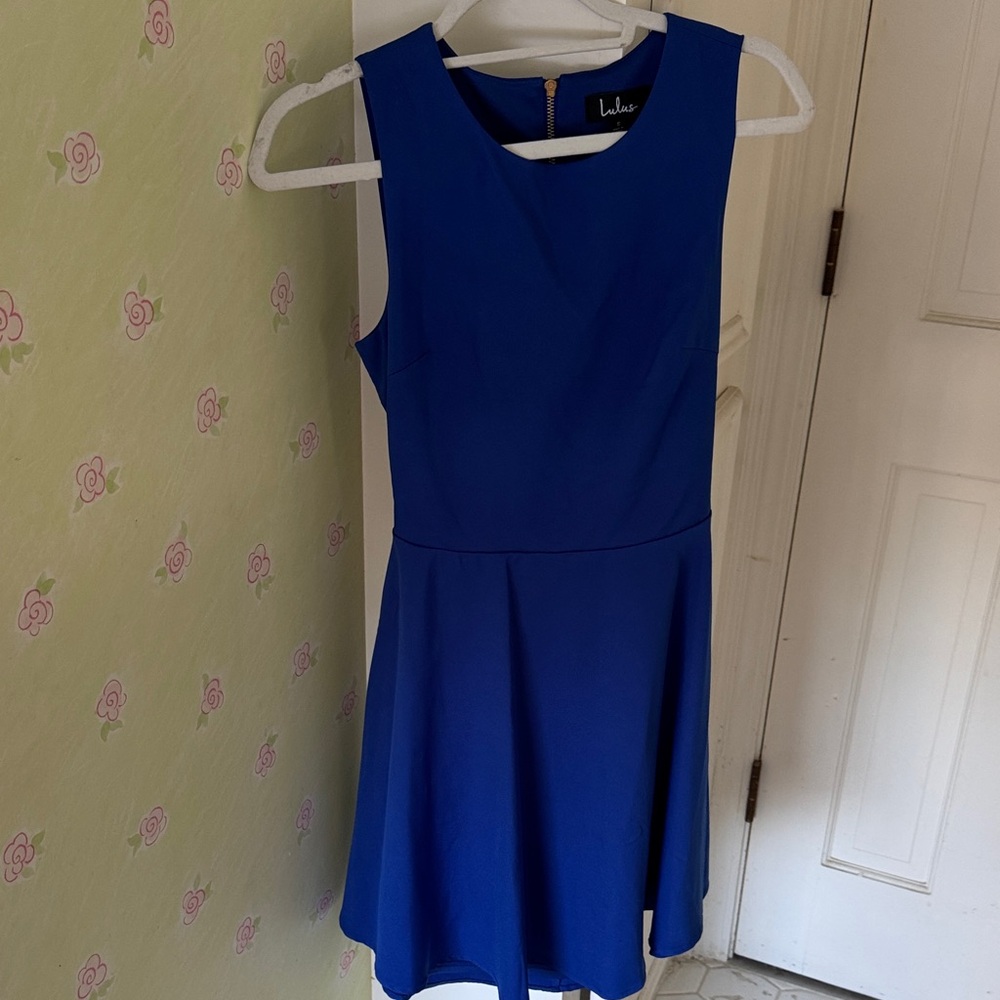 Lulu's Blue Backless Dress
